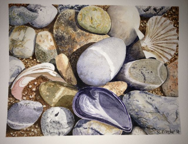 Beautifully framed Giclee print of Sally Crapser's Stone Soup I will instantly transport you back to the beaches of Chebeague!