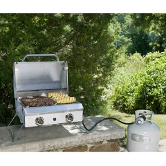 Stainless Tabletop Grill! Portable to take anywhere or use at home. Includes 1 propane fillup on Chebeague!