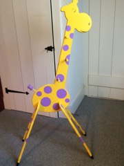 Hang your mittens on Mr. Giraffe! Handcrafted by Keith White, son-in-law of Hartley & Dianne Brewer (Sally)