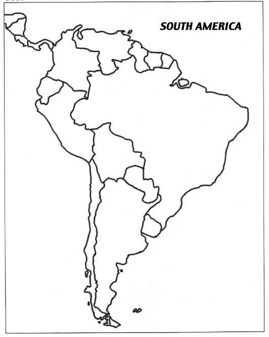 blank map of south america and central america. Blank Map of South America