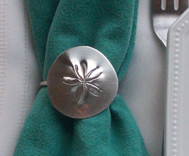  Great Set of 6 Sand Dollar Napkin Rings in nickel by Miller Designs